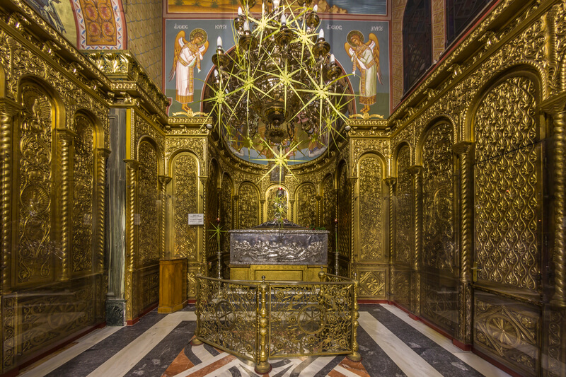 The icon of St. Dionysius is paraded through the streets